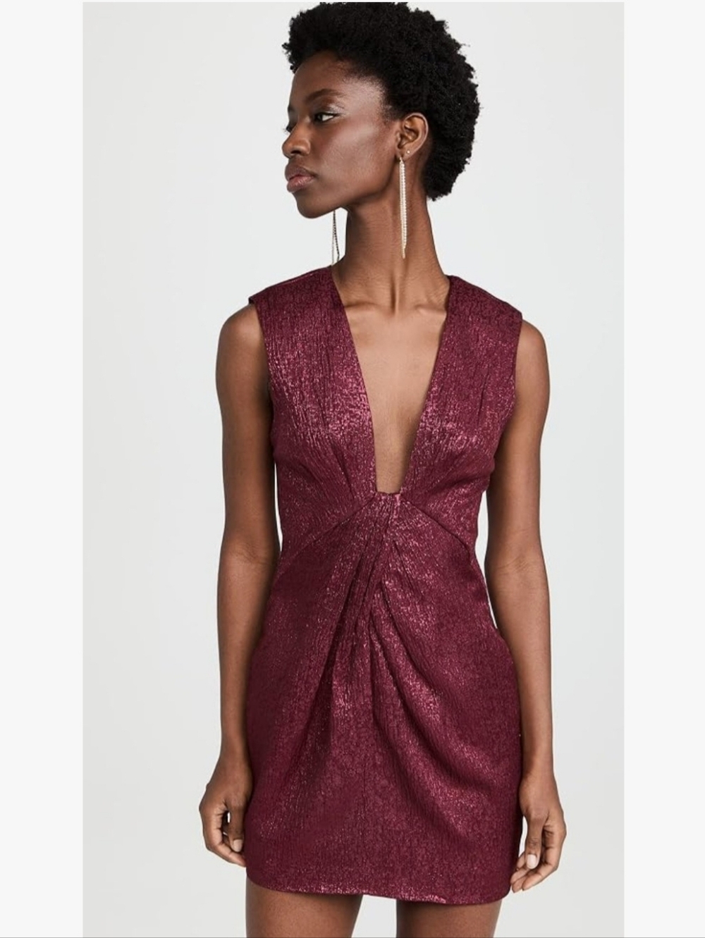 Ramy Brook Metallic Burgundy Sleeveless Mini Dress